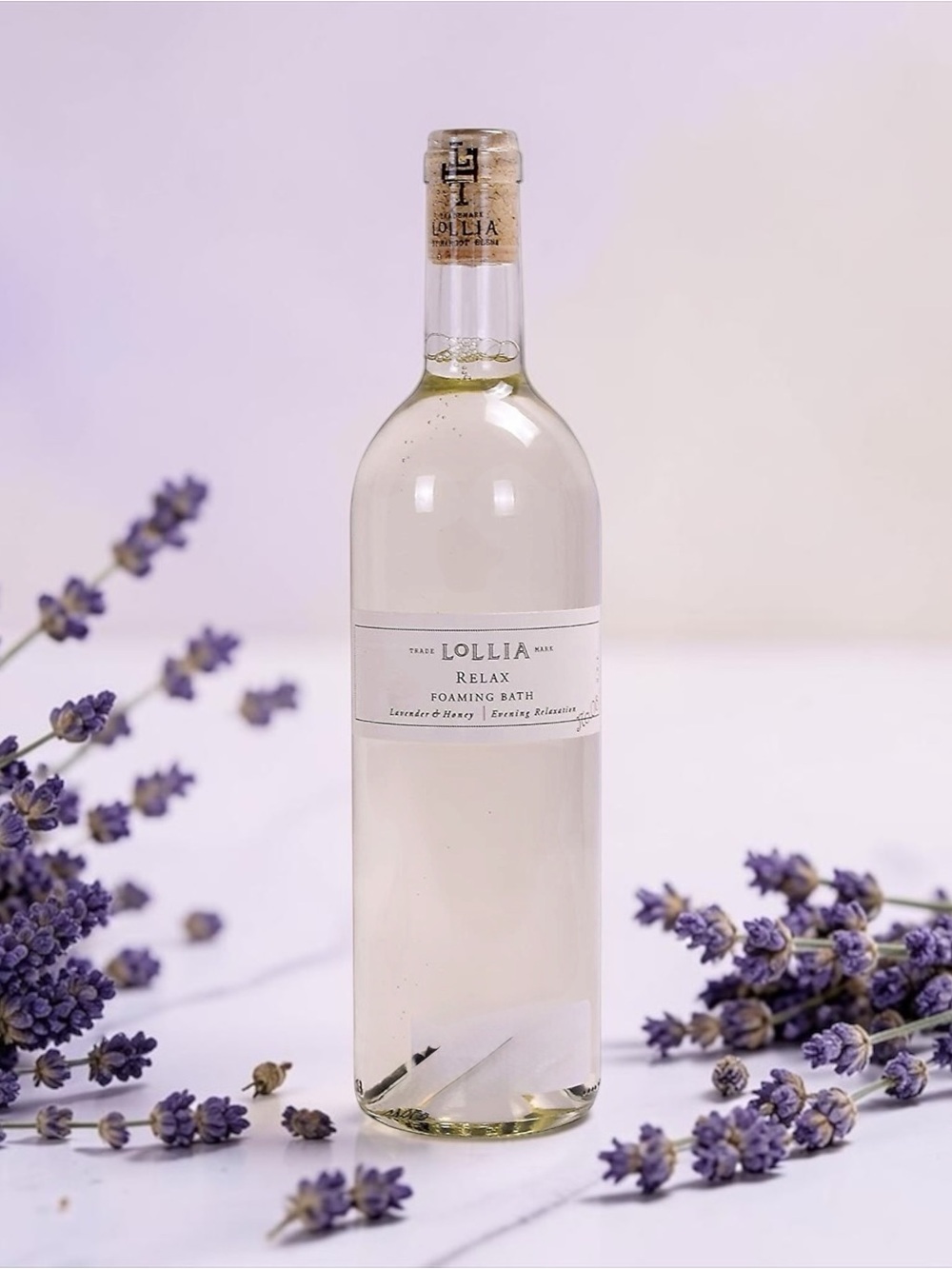 Lollia Relax Foaming Bath — Lavender & Honey Soft Blush Foaming Soak